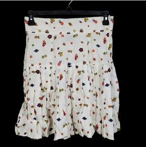 Vintage Desert West Sherry Holt White Floral Cactus Pleated Skirt Sz M